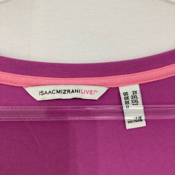 Isaac Mizrahi size 2X Pink Crew Neck Short Sleeve Stretch Casual Comfy Dress - Picture 2 of 10